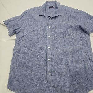 100% Linen UNTUCKit Men's Short-Sleeve Button-Down Shirt - Light Blue